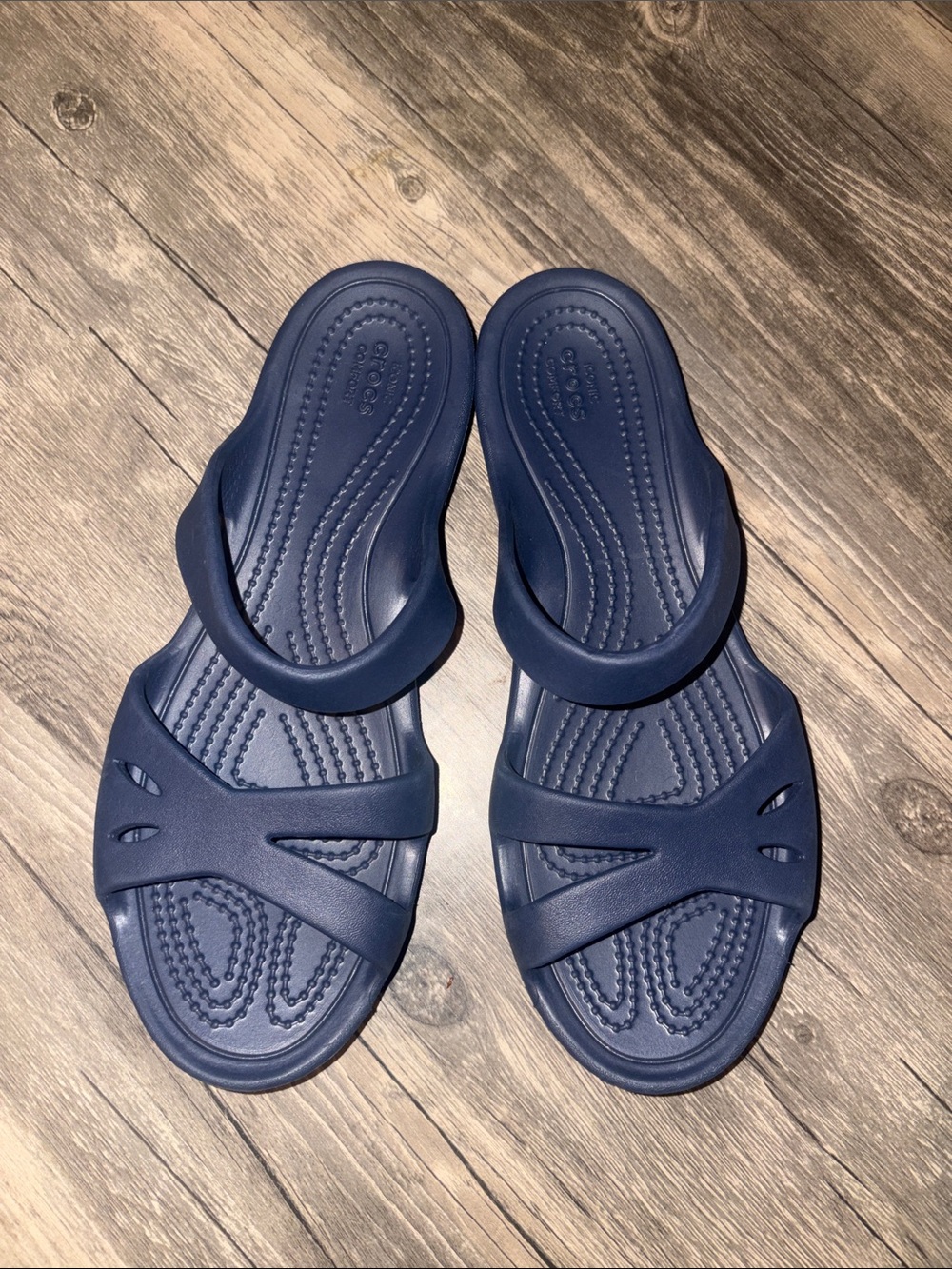 CROCS Navy Blue Women’s Shoe Kelli Slide Sandal Slip On size 6